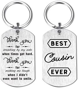 Laluminter Cousin Gifts for Women, Best Cousin Ever Keychain, Motivational Birthday Christmas Key Chain Presents to My Cousin, Silver, Small