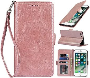 Cavor Luxury PU Leather Wallet for iPhone 6 plus Back Cover, for iPhone 6s plus 5.5'' Case, Flip Folio Cover with [Kickstand Feature] [Card Slots Holder] [Wrist Strap Lanyard] [Magnetic Closure] [RFID Blocking] Shockproof Protective Phone Case for iPhone 6plus/ 6s plus-Rose Gold