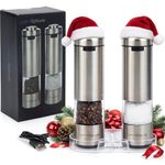 Latent Epicure USB-C Electric Salt and Pepper Grinder Set (Pack of 2) - Stainless Steel Salt & Pepper Mills with LED Light - Complimentary Mill Rest- One Handed Operation Adjustable Ceramic Grinders