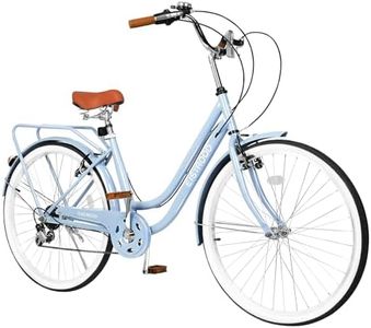 EISYROOD 26 Inch Beach Cruiser Bike for Women, Hybrid Cruiser Bike with 7 Speed, Adjustable Seat, Lightweight Women Beach Cruiser Bike with Anti-Skid Tires, V-Brakes, Multi Colors (Double Bar, Blue)