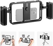 NEEWER Phone Stabilizer Video Rig Kit, Aluminum Handheld Phone Cage with Silicone Handles&Adjustable Phone Clip Compatible with iPhone 14 Plus 14 Pro Max 13 Pro Max Samsung for Vlogging Live Streaming