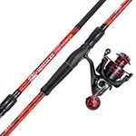 Sougayilang 7’ Fishing Rod and Reel Spinning Combo, 2 Piece Fishing Rod, Size 4000 Reel, Right/Left Handle Position, Suitable for Inshore Fishing- Spinning- Red