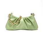 JOLLQUE Shoulder Bag for Women,Small Leather Dumpling Bags Handbag Purse,Gold Chain Evening Clutch Purses(Green)