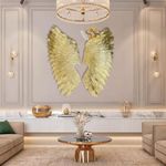 SNS DECOR Luxury Metal Angel Wings Set of 2 | For Selfie Wall Hanging Art | Wall Decor For Restaurant | Hotel | Home | Office | Living Room (Golden)