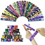 24 Pcs Slap Bands for Kids Party Bags,Halloween Slap Bracelets Wristband Halloween Party Gift Party Favours for Kids Girls Boys Halloween School Party Bags Fillers Halloween Classroom Gifts Prizes