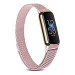 Demark Strap Compatible with Fitbit Luxe Strap, Adjustable Stainless Steel Loop Mesh Magnetic Replacement for Fitbit Luxe Fitness Tracker for Women Men(Pink)