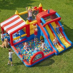 15 in 1 Inflatable Bounce House with Double Slide & Climbing Wall