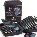 Castle Art Supplies 72 WaterColor Pencils Zipper-Case Set | Vibrant Pigments for Blending, Drawing and Painting | For Adults, Hobbyists and Professionals I In Durable, Carry-Anywhere Fabric Case