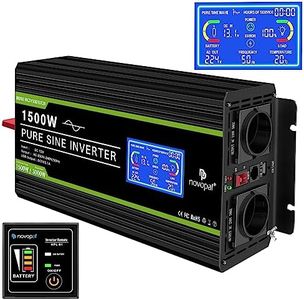 NOVOPAL Voltage Converter 12 V 230 V Pure Sine 1500 W Car Inverter with LCD Display and USB Port + 2AC Sockets + Remote Control + Battery Cable and Manual (English language not guaranteed)