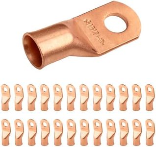 SELTERM 25pcs 4/0 AWG(XL) 1/2" Stud Battery Lugs,Ring Terminals,Heavy Duty Copper Wire Lugs,Battery Cable Ends, 0000 Gauge Ring Terminal Connectors,UL Bare Copper Eyelets Electrical Battery Cable Lugs