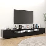 NITCA TV Cabinet with LED Lights,hite Gloss TV Unit,LED TV Unit,Modern TV Stand Unit Cabinet,White Gloss TV Unit,Entertainment Centre,for Living Room Open Storage Shelves,Black 260x35x40 cm