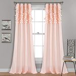 Lush Decor Circle Dream Window Curtains Panel Set for Living, Dining Room, Bedroom (Pair), 54" W x 84" L, Blush