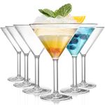 Yopay Set of 6 Unbreakable Martini Glasses, 10 Ounce Cocktail Glasses for Whiskey, Margarita, Manhattan, Holiday, Party, Reusable, Break Resistant, Clear Polycarbonate Glassware