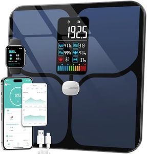 Body Fat Scale, ABLEGRID Digital Smart Bathroom Scale for Body Weight, Large LCD Display Screen, 16 Body Composition Metrics BMI, Water Weigh, Heart Rate, Baby Mode, 400lb, Rechargeable