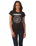 Ramones T Shirt Presidential Seal Band Logo Official Womens Skinny Fit Black Size M