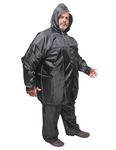 Goodluck 100% waterproof Raincoat Big Size/Rainsuit/Rainwear for mens, sturdy, reusable, suited for plus size (IN, Alpha, 6XL, Black)
