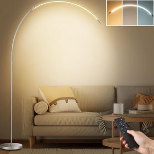 LED Arc Floor Lamp for Living Room,70.8" Tall Modern Standing Lamp with Remote Control,3 Color Temperature & Stepless Dimmable Brightness, Reading Floor Lamp for Bedroom Office Home