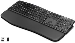 Arteck Multi-Device Ergonomic Wireless Bluetooth Keyboard with Nano USB-A, USB-C Type C Receiver Palm Wrist Rest Full Size Keyboard for Windows iPad OS Android, Computer Desktop Laptop PC Tablet