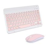 AIMMIE Portable Wireless Keyboard, Rechargeable10 Ultra Slim Universal Tablet Keyboard with Wireless Mouse, Small Wireless Bluetooth Keyboard for iOS/Android/Windows Tablets, Laptops, PC, Phones