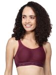 Jockey MI11 Women's Wirefree Non Padded Microfiber Elastane Stretch Full Coverage Performance Sports Bra with StayDry Treatment_Grapewine_34C