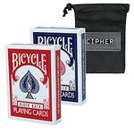 Bicycle Standard Rider Back Playing Cards - 2 Deck Set Red and Blue Plus Cipher Card Bag