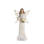 Pavilion Gift Company Gone Yet Not Forgotten White Memory Angel Figurine Holding a Heart, 9" Tall, Gold