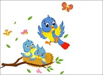 Cute Bird Flying Tree Wall Sticker Poster self Adhesive Wallpaper Home Living Room Picture Covering Area [ 90x90 ]