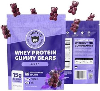 Yumtein Protein Gummy Bears - 15g Complete Protein, 0g Sugar, 0g Fat - Halal Beef Gelatin - Natural Colors - 170 Cal (12-Pack, Grape)