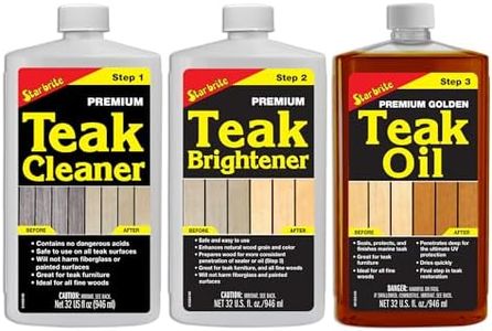 STAR BRITE Premium Teak Care Kit - Marine Grade Teak Cleaner, Brightener & Golden Teak Oil - Ideal for Boats, Decks, Patio & Fine Wood Furniture - Renew, Refinish & Protect (081202)