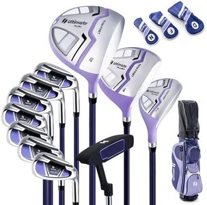 Tangkula 12 Pieces Women’s Complete Golf Club Set Right Hand, Golf Club Package Set with 460CC #1 Driver & #3 Fairway & #5 Hybrid & #5/#6/#7/#8/#9/#P/#S Irons, Putter, Portable Golf Cart Bag