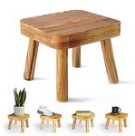 Eden Creations Small Wooden Stool, Plant Stand Indoor Step or Kids Stool - Ideal as a Small Side Table for House Plants, Bedroom Bedside or Bathroom (20cm)