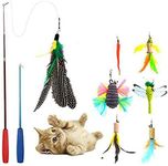 Cat Toys Interactive,9 Packs Retractable Cat Toy Wand, Cat Feather Toy, Assorted Refills Teaser Exerciser Wand Toy Set,Fish Bird Butterfly Dragonfly Worm