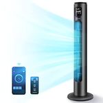 Aigostar Smart Tower Fan 40” with Remote Control, 24 Hours Timer, Quiet Oscillating Cooling Fan for Bedroom, Bladeless Standing Fan with Large LED Display, 3 Speeds, 3 Modes, 50W, Black, Ross Smart