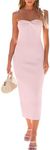 LILLUSORY Spring Dress Women 2025 Summer Fashion Trendy Casual Long Midi Dresses Party Sexy Bodycon Baby Shower Y2K Maxi Sun Sundress Birthday Dress Clothes Outfits Light Pink