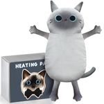 Microwave Heating Pad for Cramps Pain Relief, 22 * 13'' Moist Microwavable Stuffed Animal Period Menstrual Heating Pads for Back, Neck Shoulder and Knee, Big Siamese Cat
