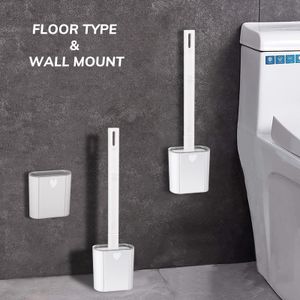 Silicone Toilet Brush Set, 2-Pack – White Bathroom Cleaning Brushes