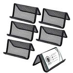 Metal Mesh Business Card Holder Office Desk & Desktop Business Card Display Name Card Collection Organizer Multipurpose Stickers Notes Smart Phone Stand 6 Pack (Black)