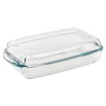 Queensway Home & Dining 1.95L Borcam Pyrex Glass Rectangle Casserole Baking Dish Oven Bakeware with Lid