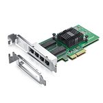 1000Mbps Gigabit Ethernet Converged Network Adapter (NIC) | with Intel 350 Chip | Ethernet PCI Express NIC Network Card | Quad Copper RJ45 Ports | PCI Express 2.1 X4 | Compare to Intel I350-T4