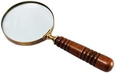 DECONOOR 10X Handheld Magnifying Glass Antique Wooden Handle Magnifier Glass for Reading Book, Inspection, Brown-Brass