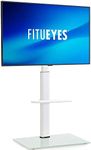 FITUEYES TV Stand with Mount for 32 to 60 inch Flat Curved Screen Swivel and Height Adjustable with Cable Management Max VESA 600x400 mm(White)