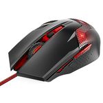 TECKNET Wired Gaming Mouse, 8000 DPI Adjustable Optical Sensor USB Computer Mouse, 6 Programmable Buttons & 6 Chroma RGB Backlit, Ergonomic Mice for Laptop Desktop PC/Mac Mouse - Red