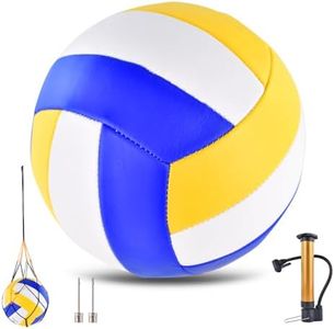ELKCIP Volleyballs Official Size 5, Soft Bulk Recreational Volley Balls with Pump and Net Bag for Indoor Outdoor Beach Pool Water Sand Game Training Match Gift for Beginner Teenager, Yellow
