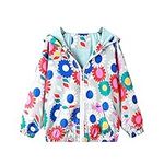 Bluesaly Jackets Baby Girls Hooded Toddler Outwear Kids Flowers Colorful Windbreaker Windproof Long Sleeve Coat Sunscreen Anti-Fog Raincoat Clothes Zip Up Lightweight Thin Age 2-3 Years