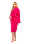 Adore Home Ladies 100% Heavy Cotton Shawl Collar Bathrobe Terry Towelling Bath Robe Dressing Gown, Pink, L