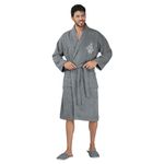 RANGOLI SOFT ABSORBENT DURABLE TOWELS Royal Bamboo Bathrobes|Ultra Absorbent&Soft|Comfortable&Stylish|Unisex Design For Home&Spa For Men&Women With Matching Slippers|Dark Grey,Xl