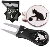 ADHERE Golf Ball Markers Personlized Double Side Cute cat Logo with A Magnetic Hat Clips,A Golf Accessories for Men & Women, Premium Golf Gifts. (Ball Markers & Divot Tool Gift Set)