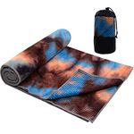 Yoga Towel - Tie-Die Textures Non-Slip Yoga Mat Towel with Bag - 24''x72'' 493g. 100% Absorbent odorless Microfiber Sweat Towel - Yoga Towel mat for Hot Yoga, Bikram and Pilates - Hot Yoga Towel