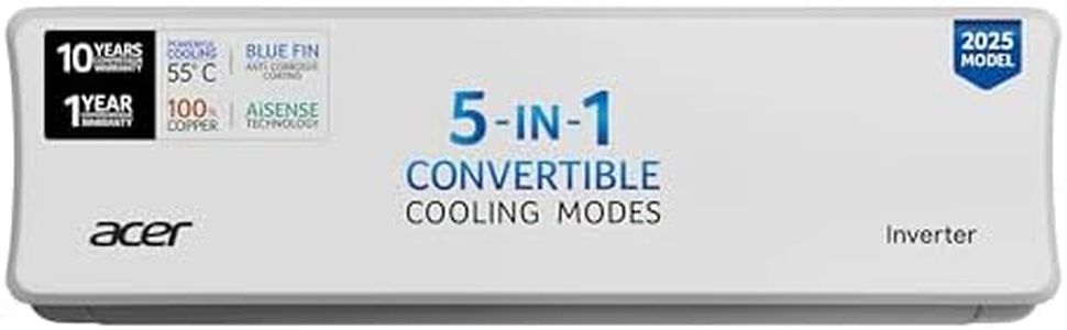 acer 1.5 Ton 3 Star Split AC (5-In-1 Convertible Cooling Modes, Ai Sense Technology, Arctic Wrap Cooling, PM 1.0 Microbacterial Filter, High Ambient Temperature Of 55 C-AR15AS3IO2HLE25) White