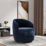 Wrofly Swivel Barrel Chair, Modern Comfy Boucle Swivel Accent Chair, Comfy Chenille Round Armchair, Small Upholstered Reading Lounge Chair for Living Room Bedroom Office Club, Dark Blue Chenille